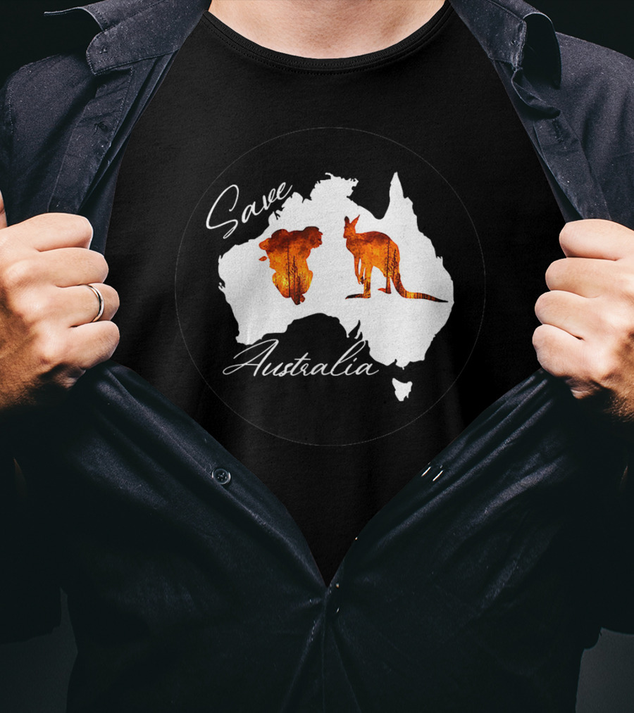Save Australia Kangaroo And Koala Silhouette Forest Protection T-Shirt