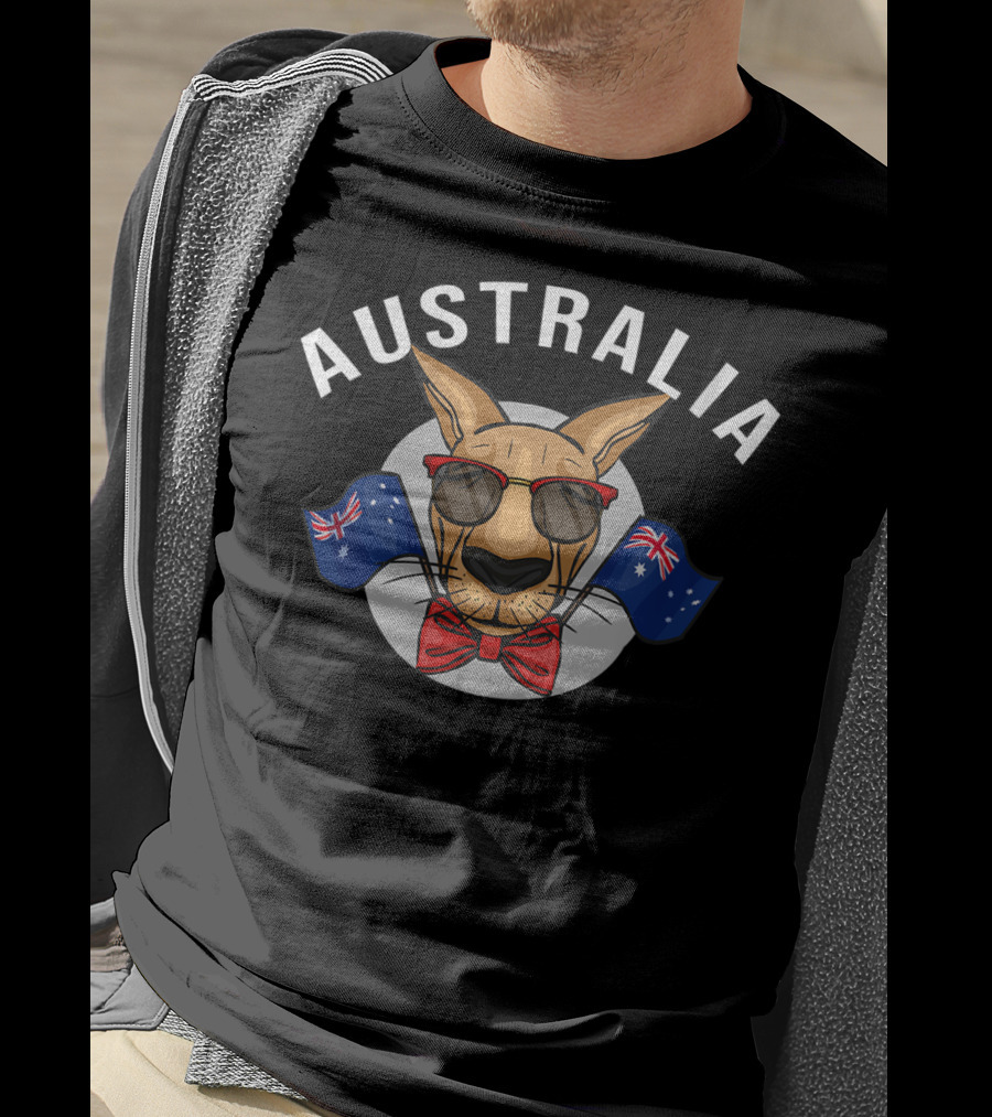 Australia Kangaroo Sunglasses Flags T-Shirt