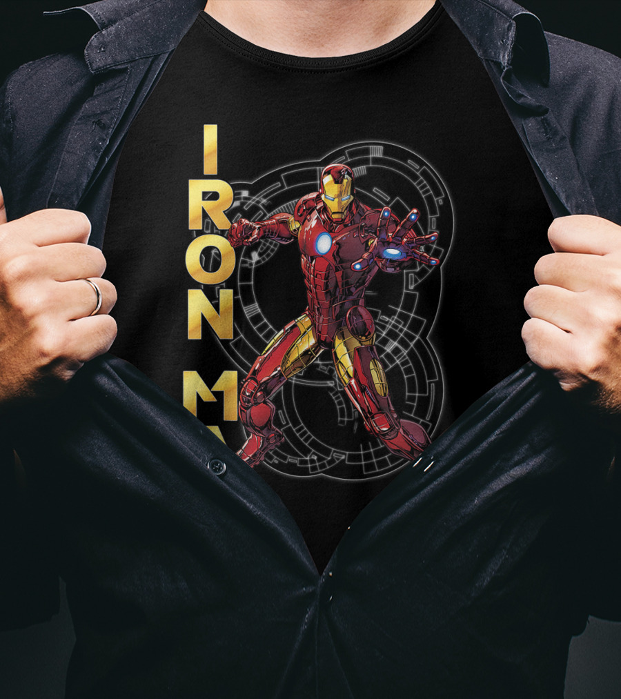Marvel Avengers Assemble Iron Man Tech Suit Blueprint T-Shirt