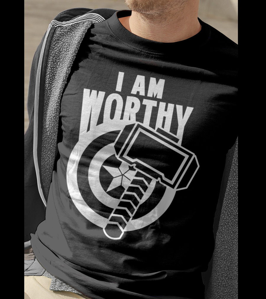 Captain America I Am Worthy Avengers Endgame Mjolnir Shield T-Shirt