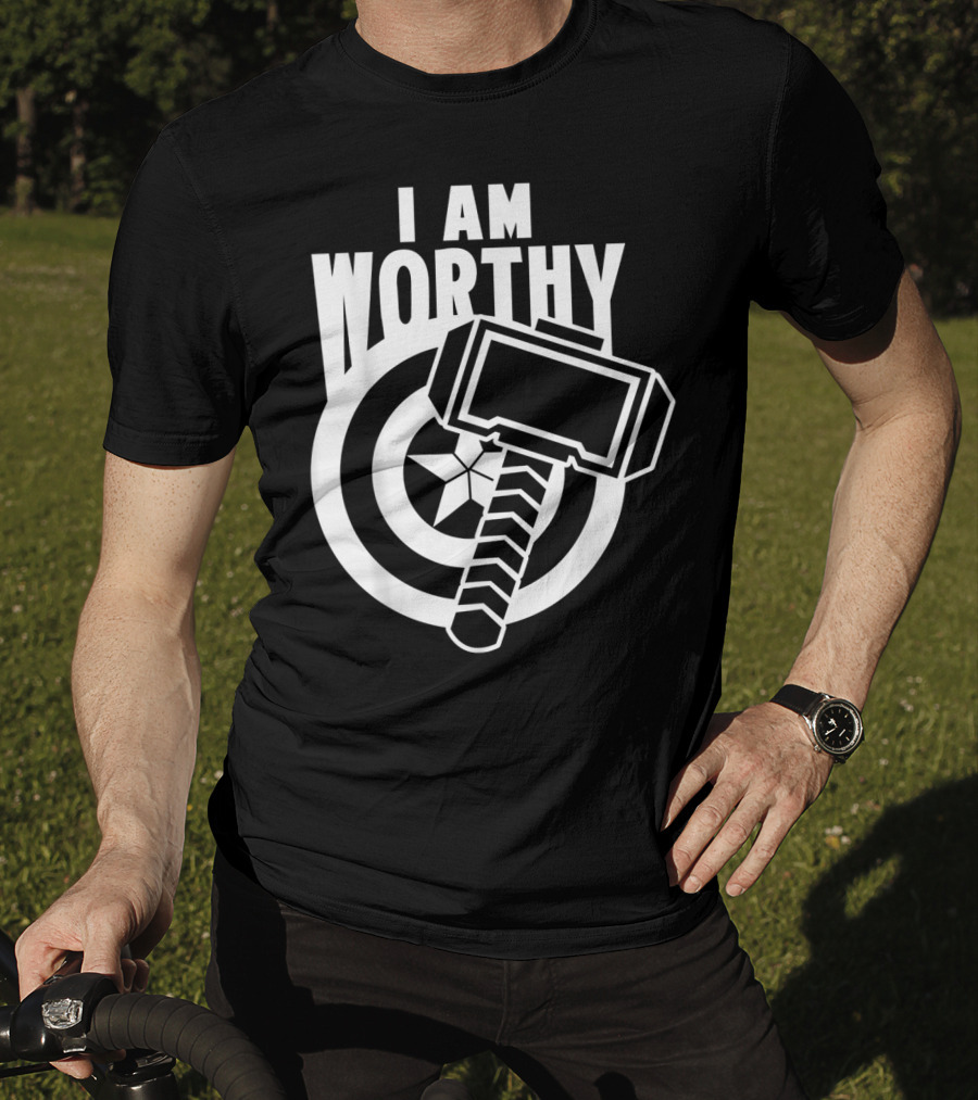 Captain America I Am Worthy Avengers Endgame Mjolnir Shield T-Shirt