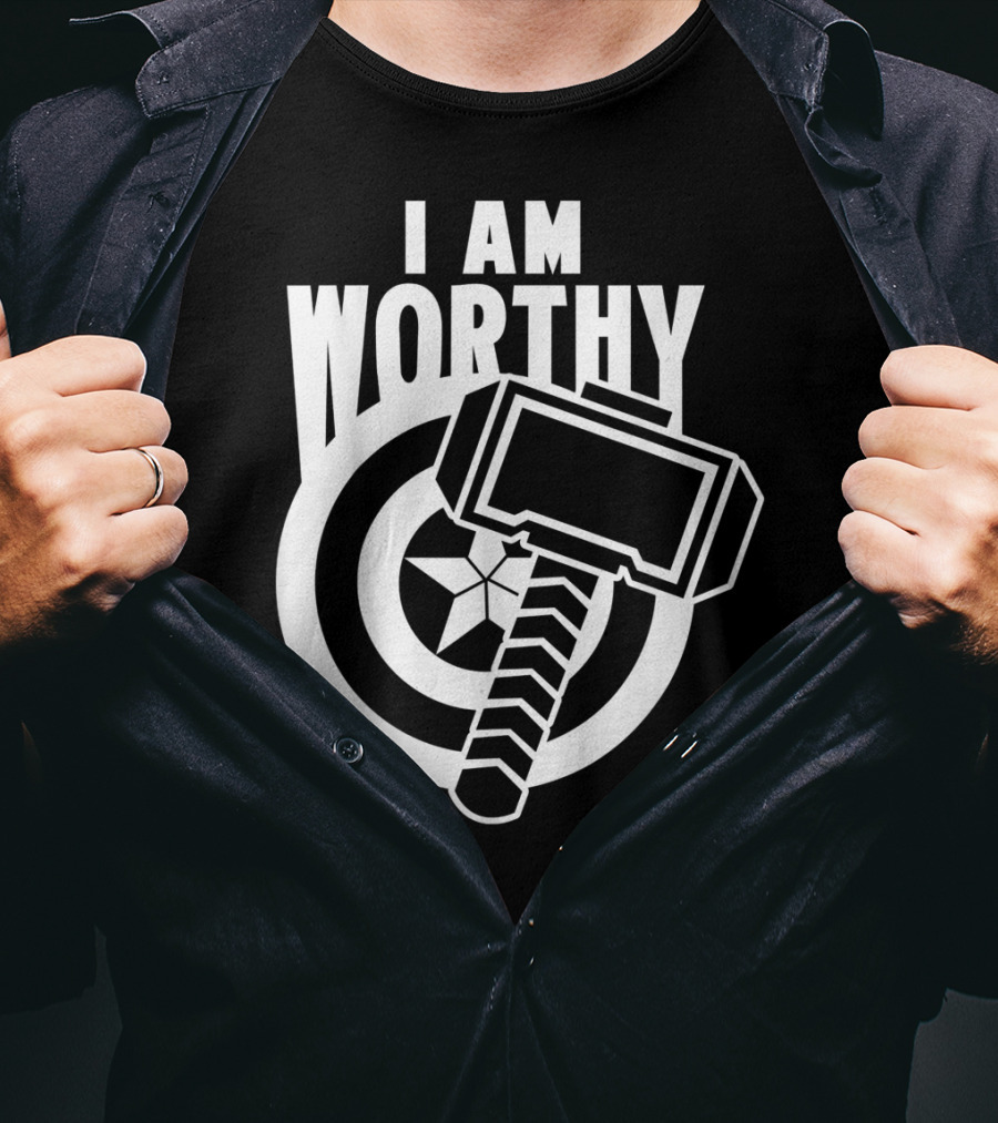 Captain America I Am Worthy Avengers Endgame Mjolnir Shield T-Shirt