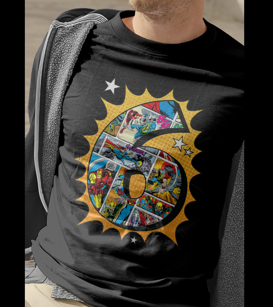 Marvel Avengers Comics Birthday 6 Superhero T-Shirt