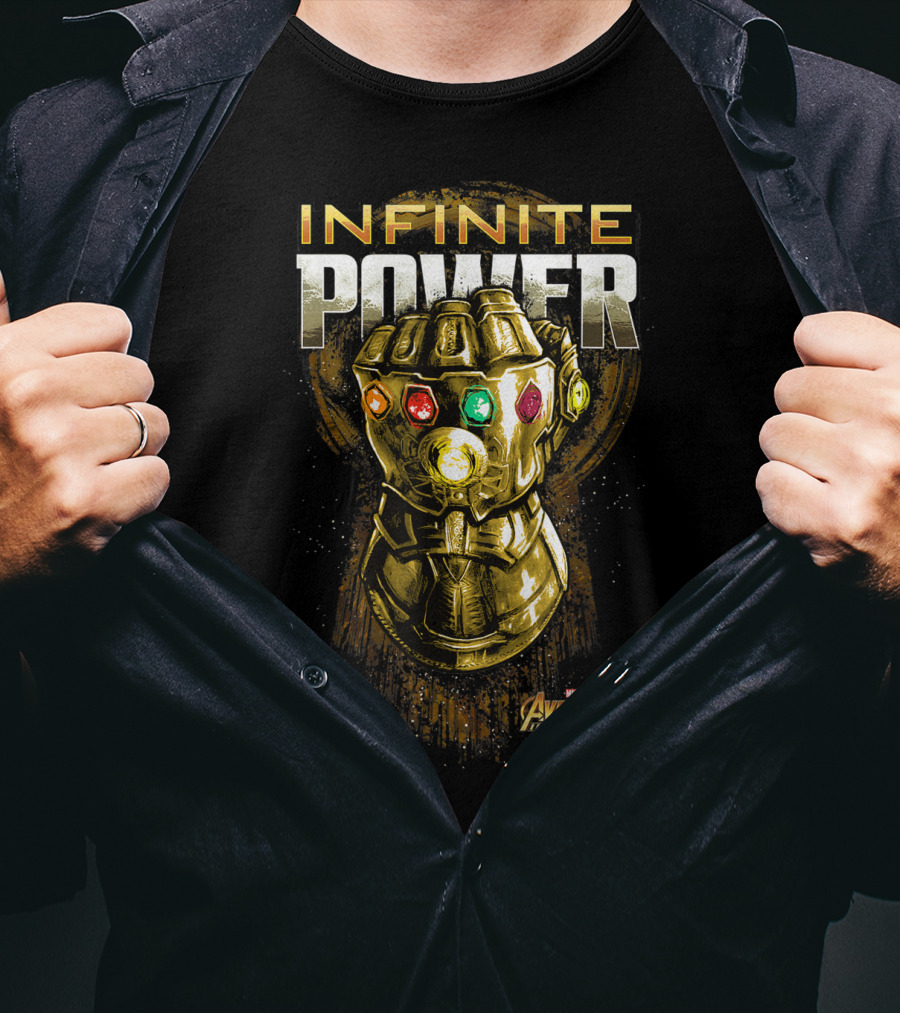 Infinite Power Gold Gauntlet Marvel Avengers Infinity War T-Shirt