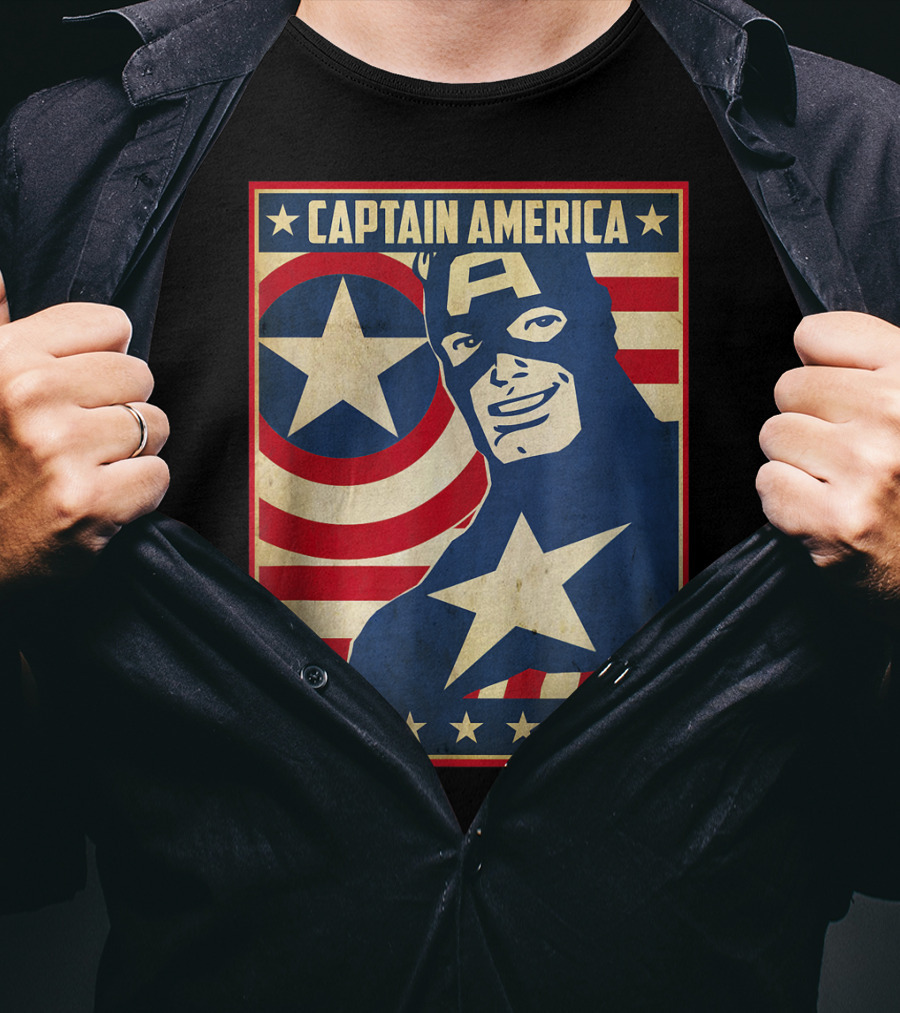 Captain America Avengers Patriotic Star Icon T-Shirt