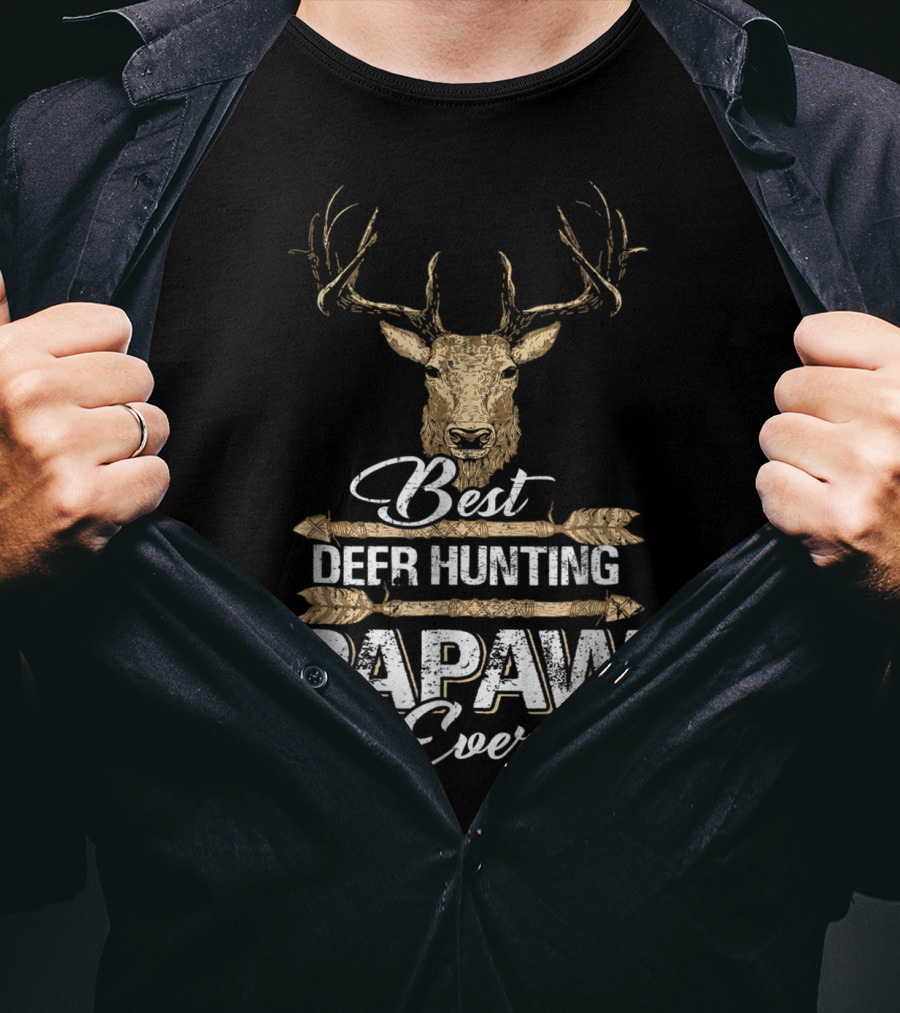 Best Deer Hunting Papaw Ever Father's Day Gift Idea Stag Head T-Shirt