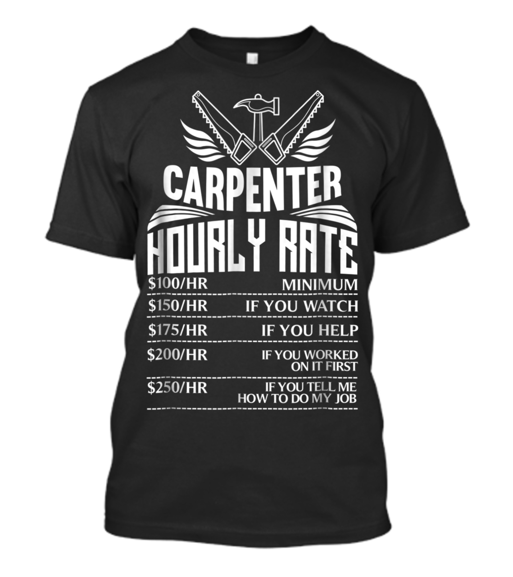 Carpenter Hourly Rate Minimum Watch Help Worked Job T-Shirt