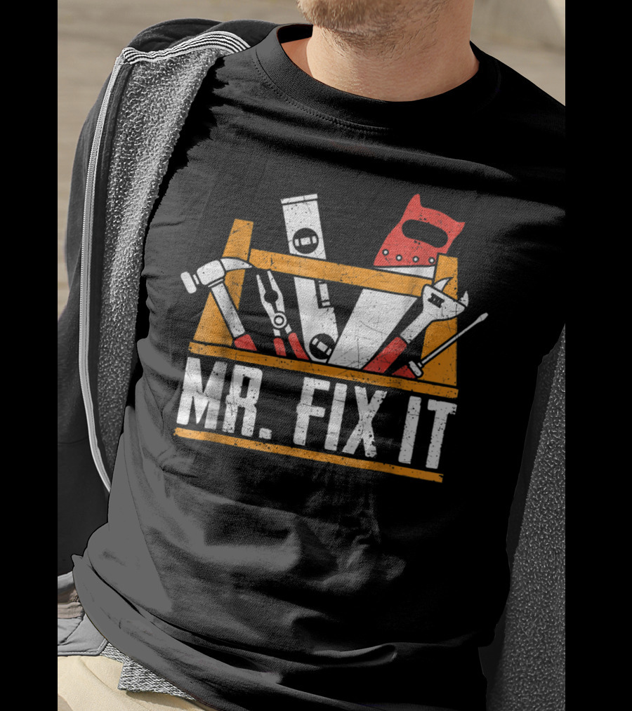 Father's Day Mr Fix It Funny Dad Papa Tool Kit T-Shirt