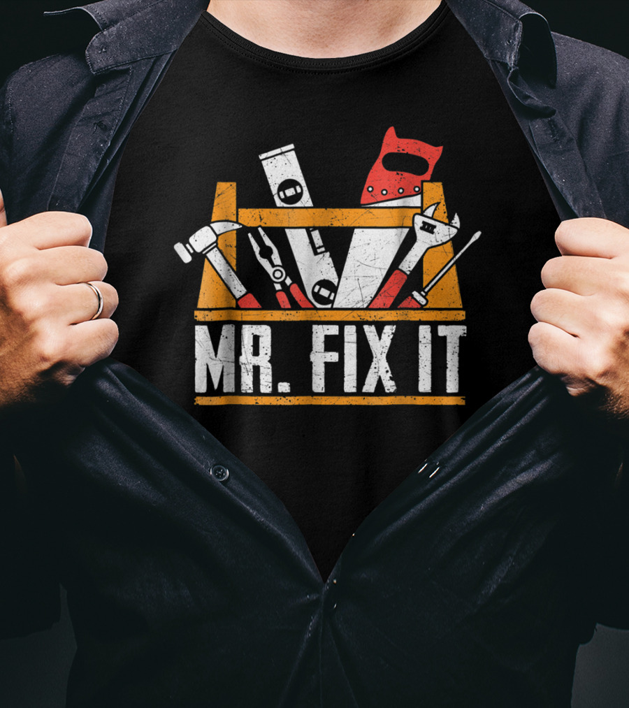 Father's Day Mr Fix It Funny Dad Papa Tool Kit T-Shirt
