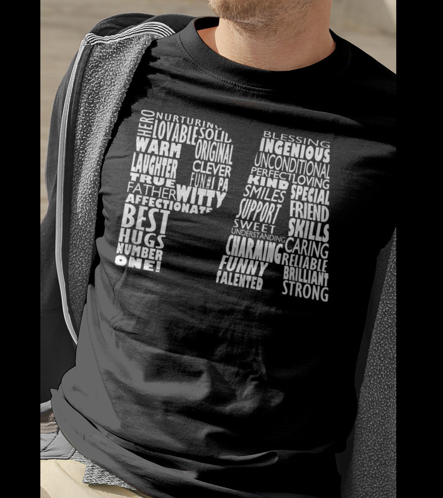 Pa Dad Grandpa Hero Witty Clever Fun Affectionate Strong Skills Word Cloud T-Shirt