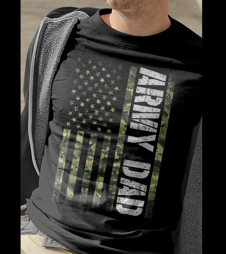 USA Camo Flag Army Dad T-Shirt