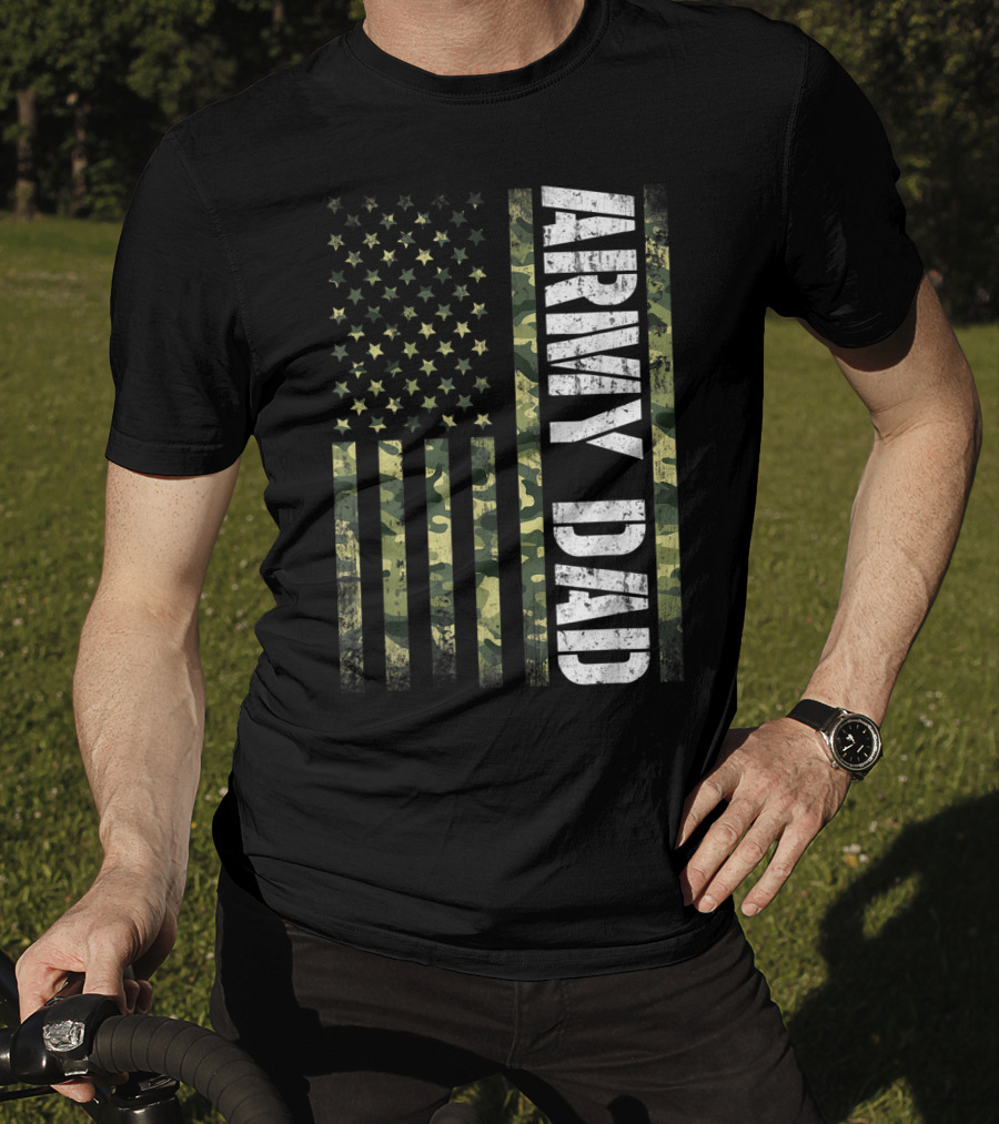 USA Camo Flag Army Dad T-Shirt