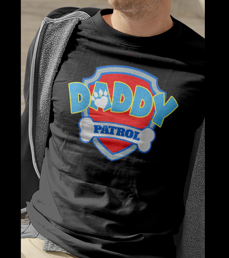 Daddy Patrol Paw Shield Funny Party Birthday T-Shirt