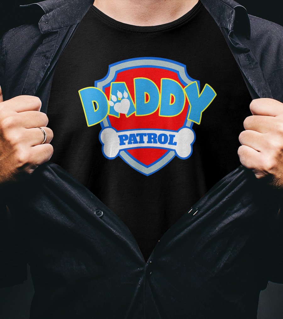 Daddy Patrol Paw Shield Funny Party Birthday T-Shirt