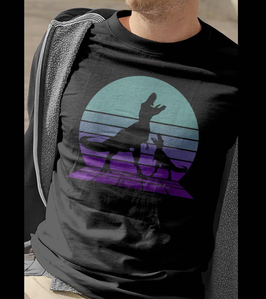 Trex Dinosaur Tyrannosaurus Father's Day Retro T-Shirt