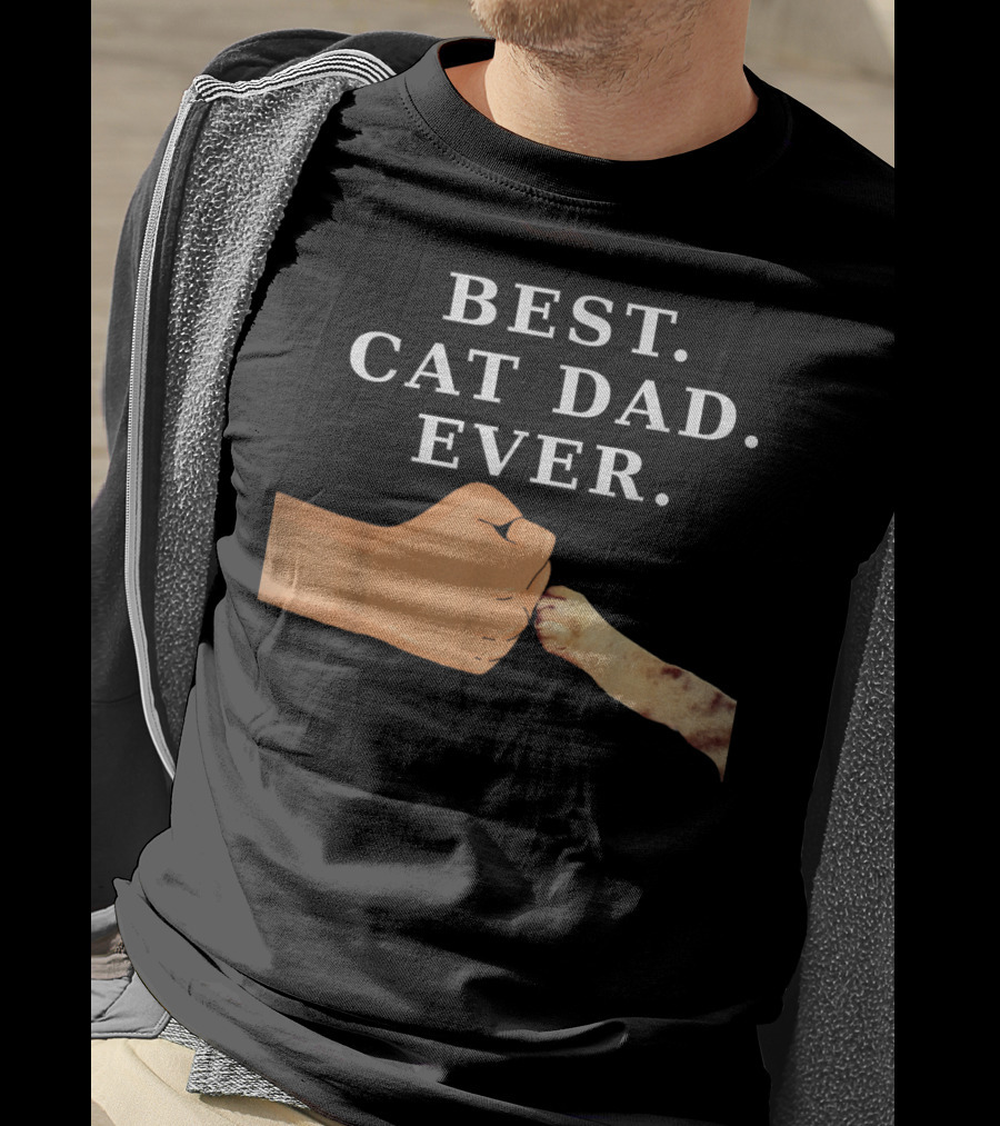 Best Cat Dad Ever Kitty Paw Fist Bump T-Shirt