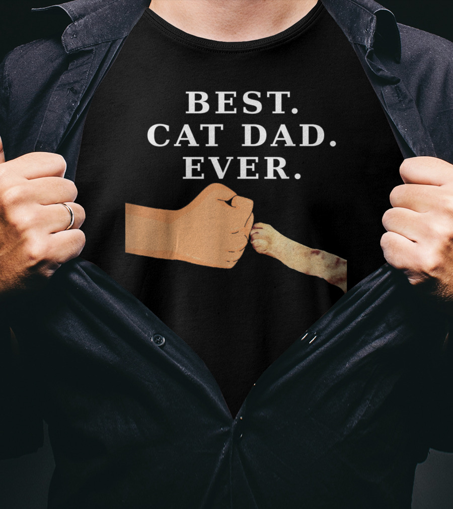 Best Cat Dad Ever Kitty Paw Fist Bump T-Shirt