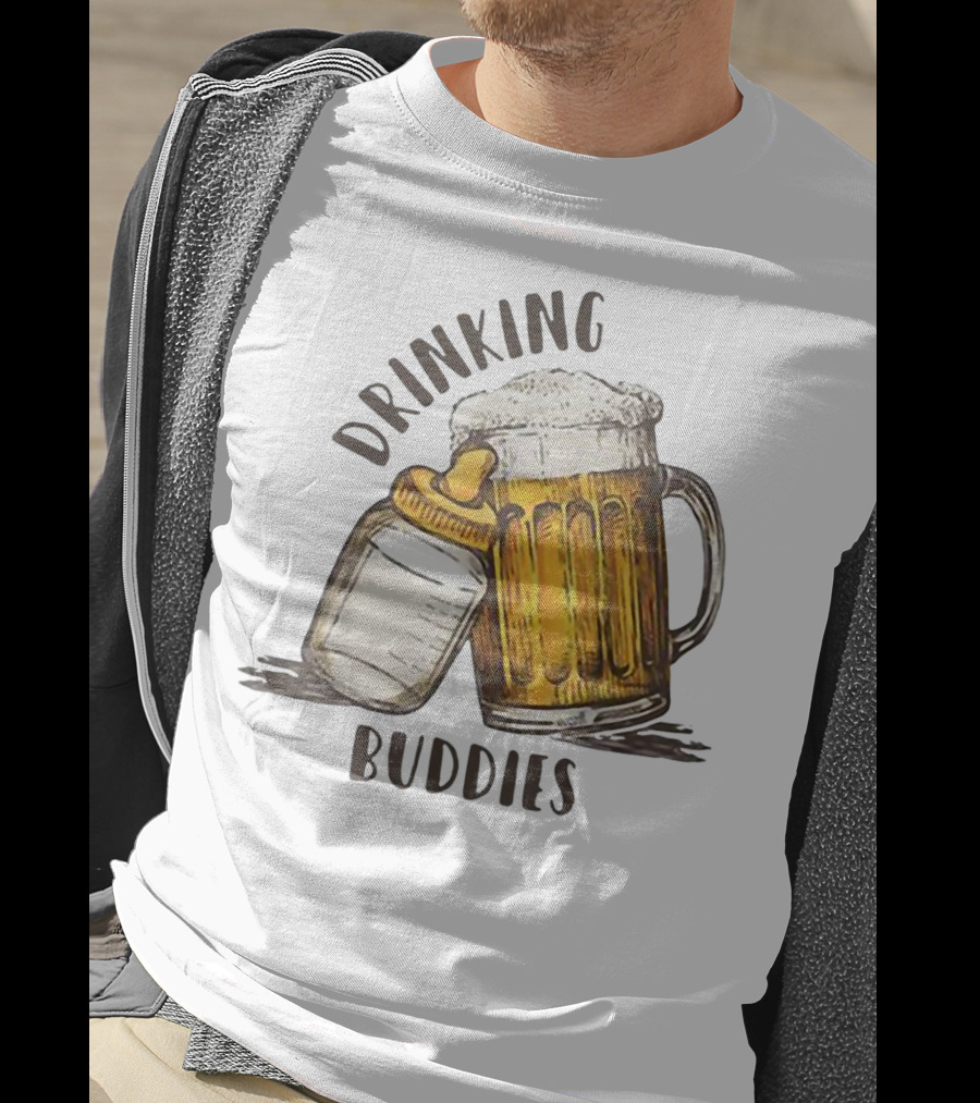 Drinking Buddies Dad And Baby Matching Beer Mug And Bottle T-Shirt
