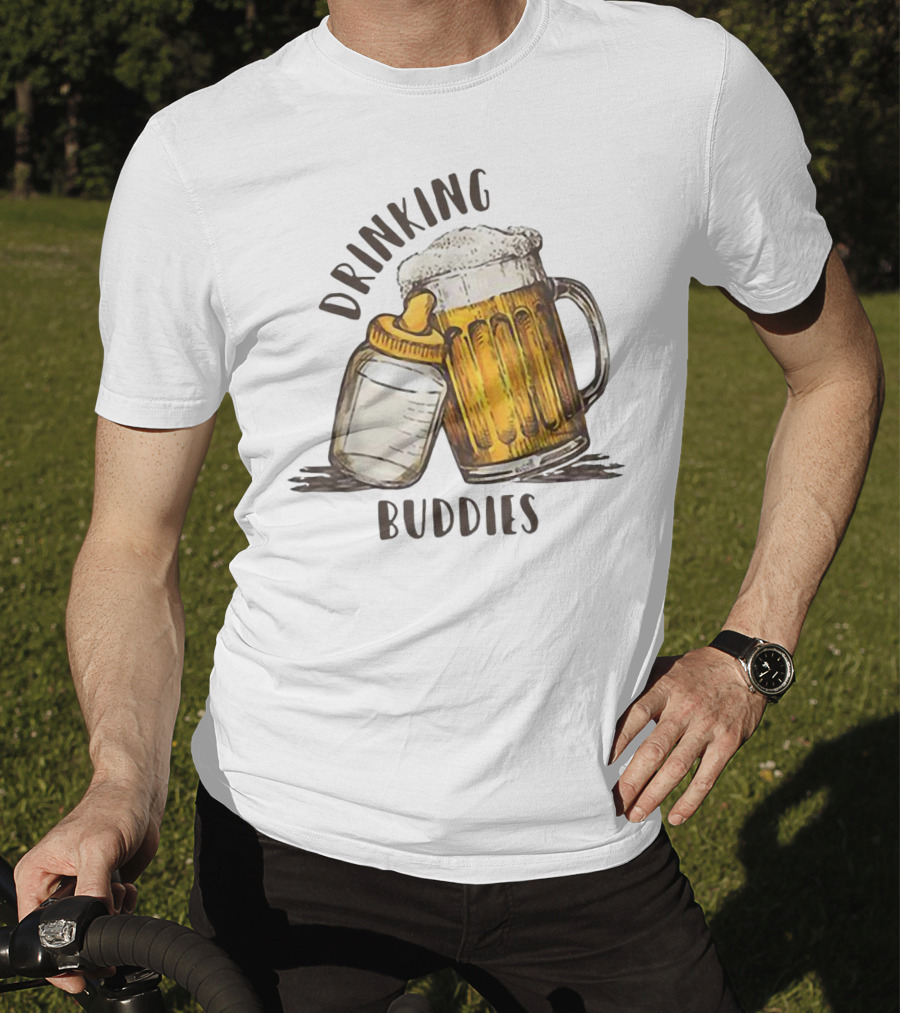 Drinking Buddies Dad And Baby Matching Beer Mug And Bottle T-Shirt