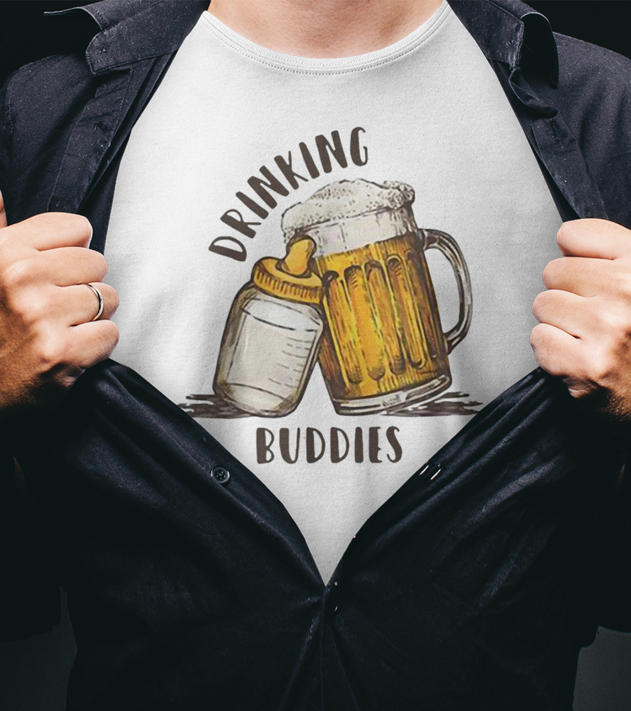 Drinking Buddies Dad And Baby Matching Beer Mug And Bottle T-Shirt