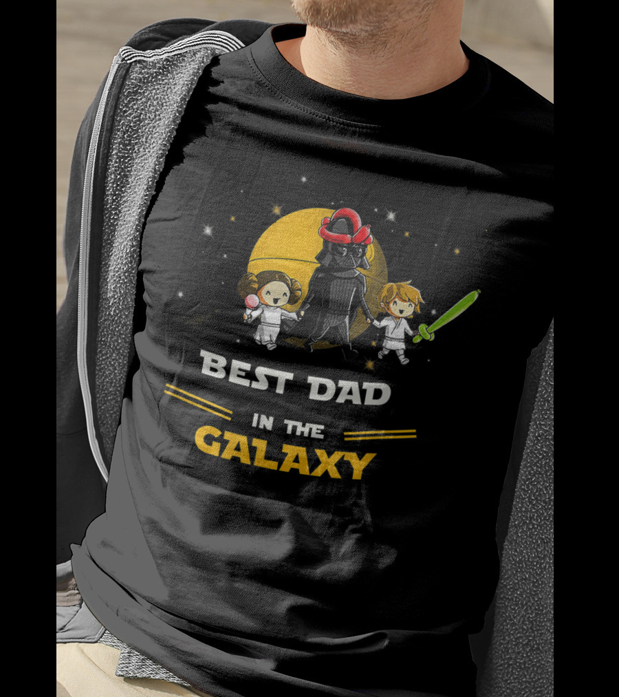 Best Dad In The Galaxy Father Daughter And Son Lightsaber Star Adventure T-Shirt