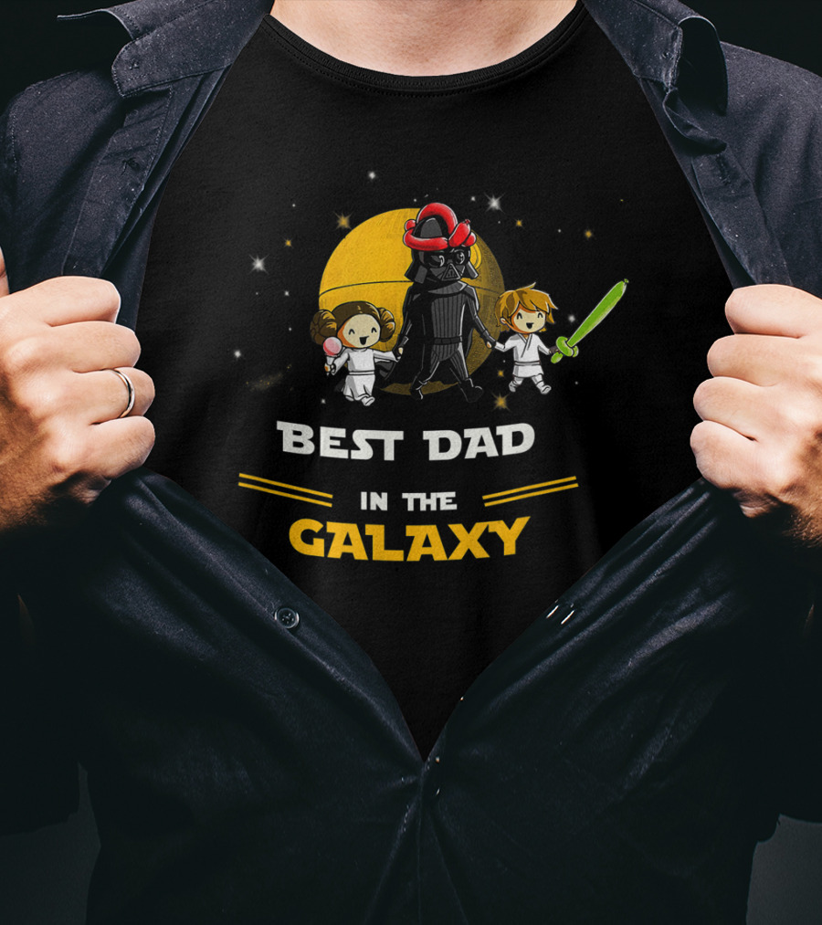 Best Dad In The Galaxy Father Daughter And Son Lightsaber Star Adventure T-Shirt