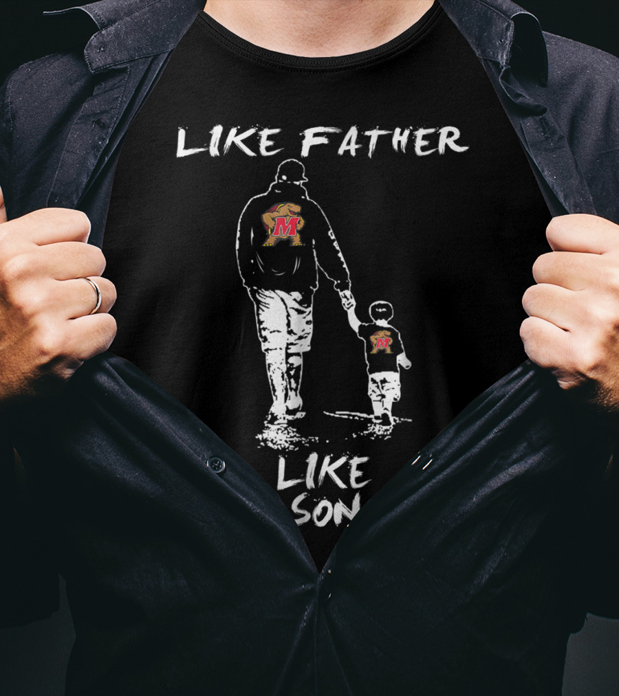 Maryland Terrapins Like Father Like Son Walking Together With Matching T-Shirt