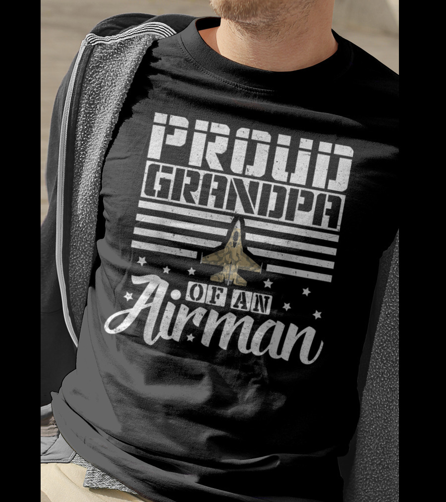 Proud Grandpa Of An Airman Military Jet Stars T-Shirt