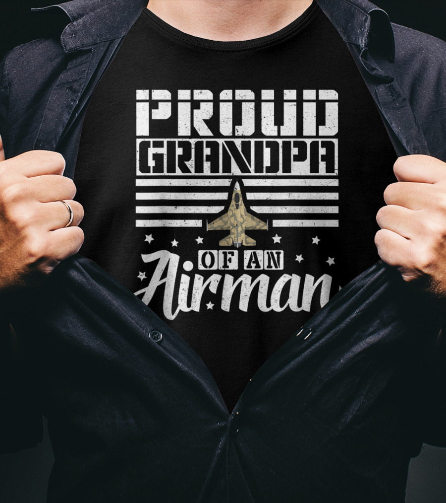 Proud Grandpa Of An Airman Military Jet Stars T-Shirt