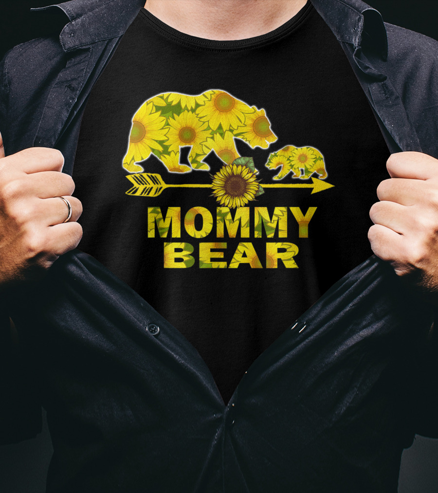 Mommy Bear Sunflower Arrow Mother Father T-Shirt
