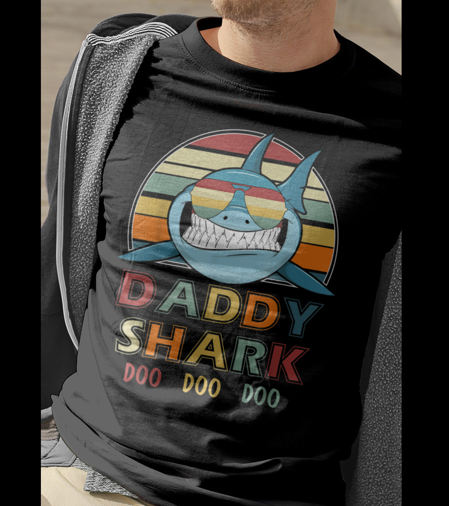 Daddy Shark Doo Doo Doo Retro Vintage T-Shirt