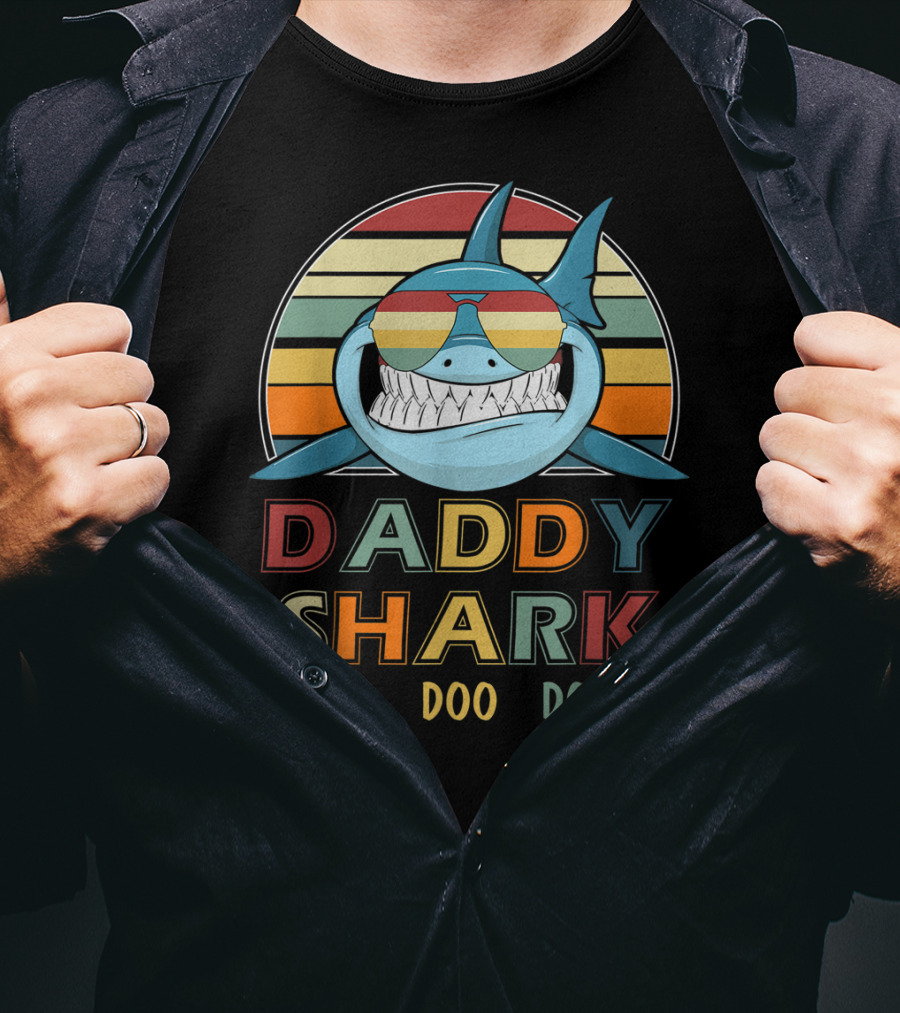 Daddy Shark Doo Doo Doo Retro Vintage T-Shirt