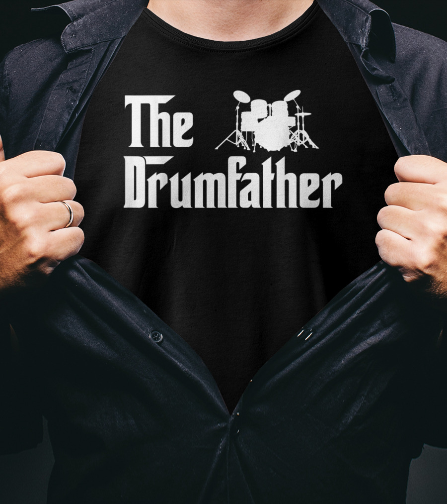 The Drumfather Funny Drummer Parody With Drum Kit T-Shirt