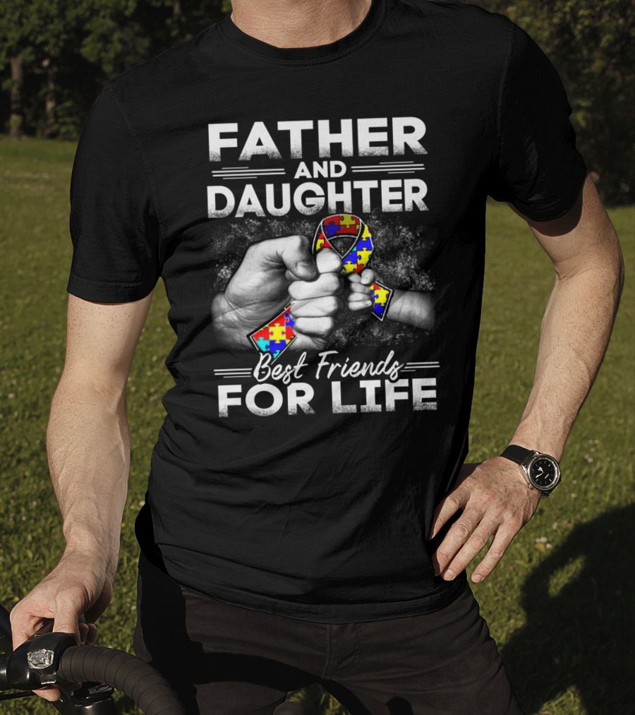 Father And Daughter Best Friends For Life Puzzle Ribbon Unity T-Shirt