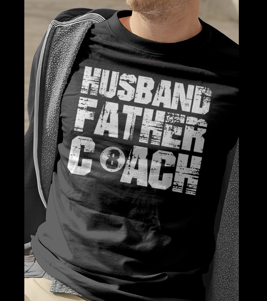 Husband Father Coach 8 Ball Billiard Dad Daddy T-Shirt
