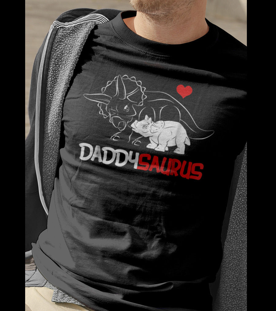 Daddysaurus Triceratops Father Baby Girl Heart T-Shirt