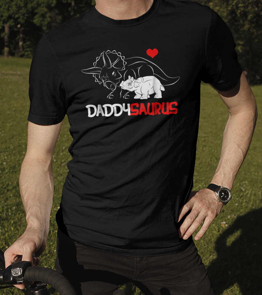 Daddysaurus Triceratops Father Baby Girl Heart T-Shirt