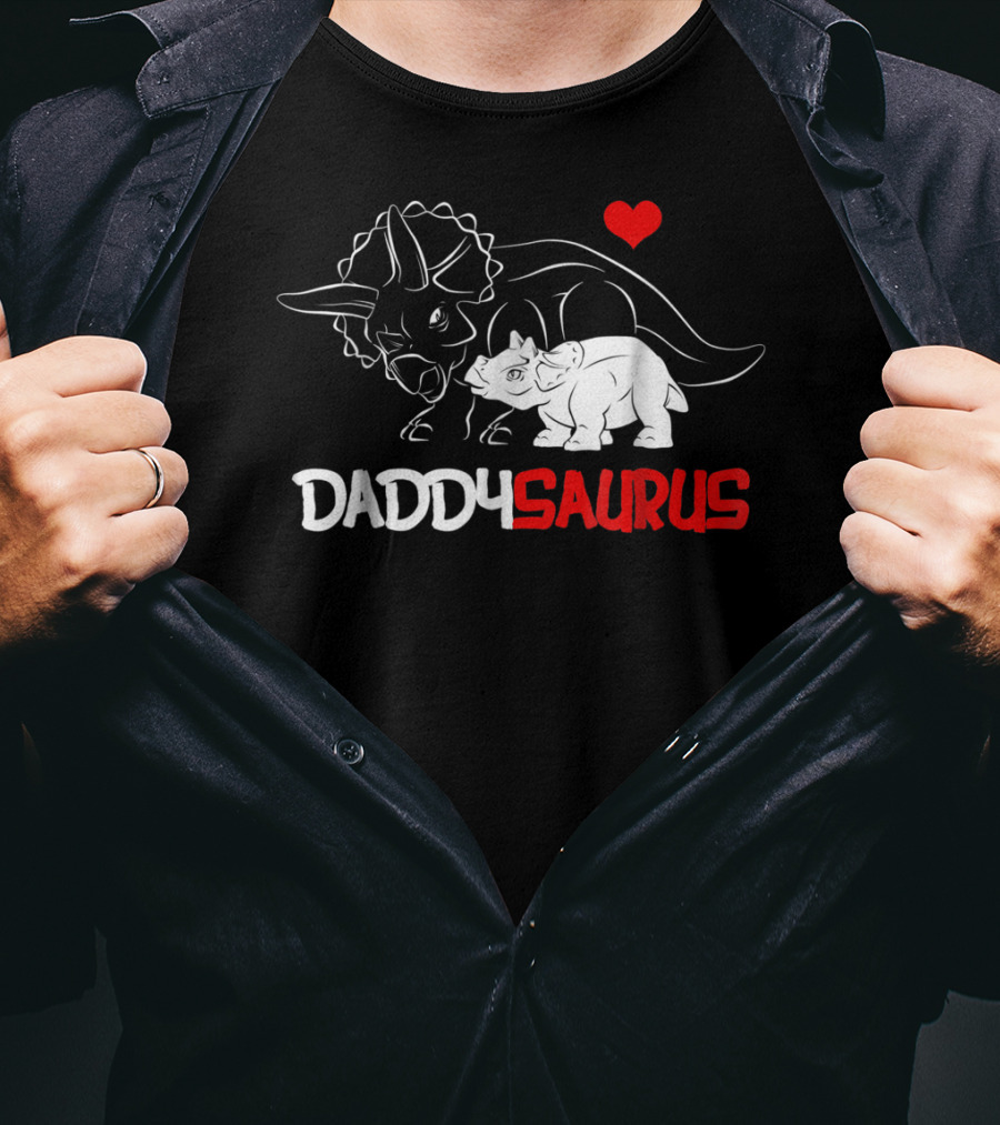 Daddysaurus Triceratops Father Baby Girl Heart T-Shirt