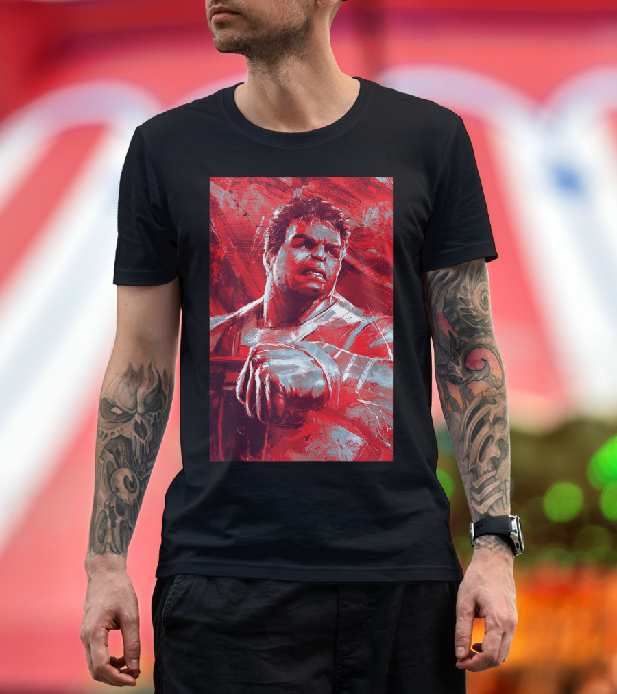 Avengers Endgame Hulk Red Brushstroke T-Shirt