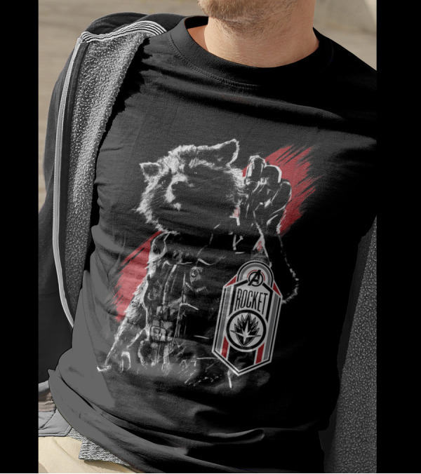 Marvel Avengers Endgame Rocket Raccoon Logo Badge T-Shirt
