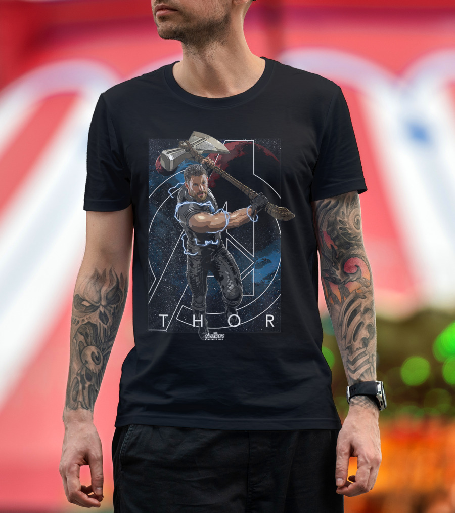 Avengers Infinity War Thor with Stormbreaker Action Pose T-Shirt