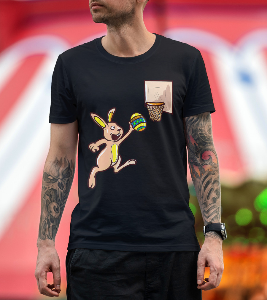 Easter Egg Dunking Bunny Basketball Fun T-Shirt