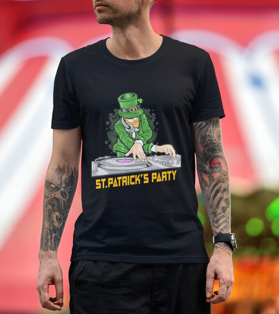 Funny Irish Leprechaun St. Patrick's Party DJ T-Shirt