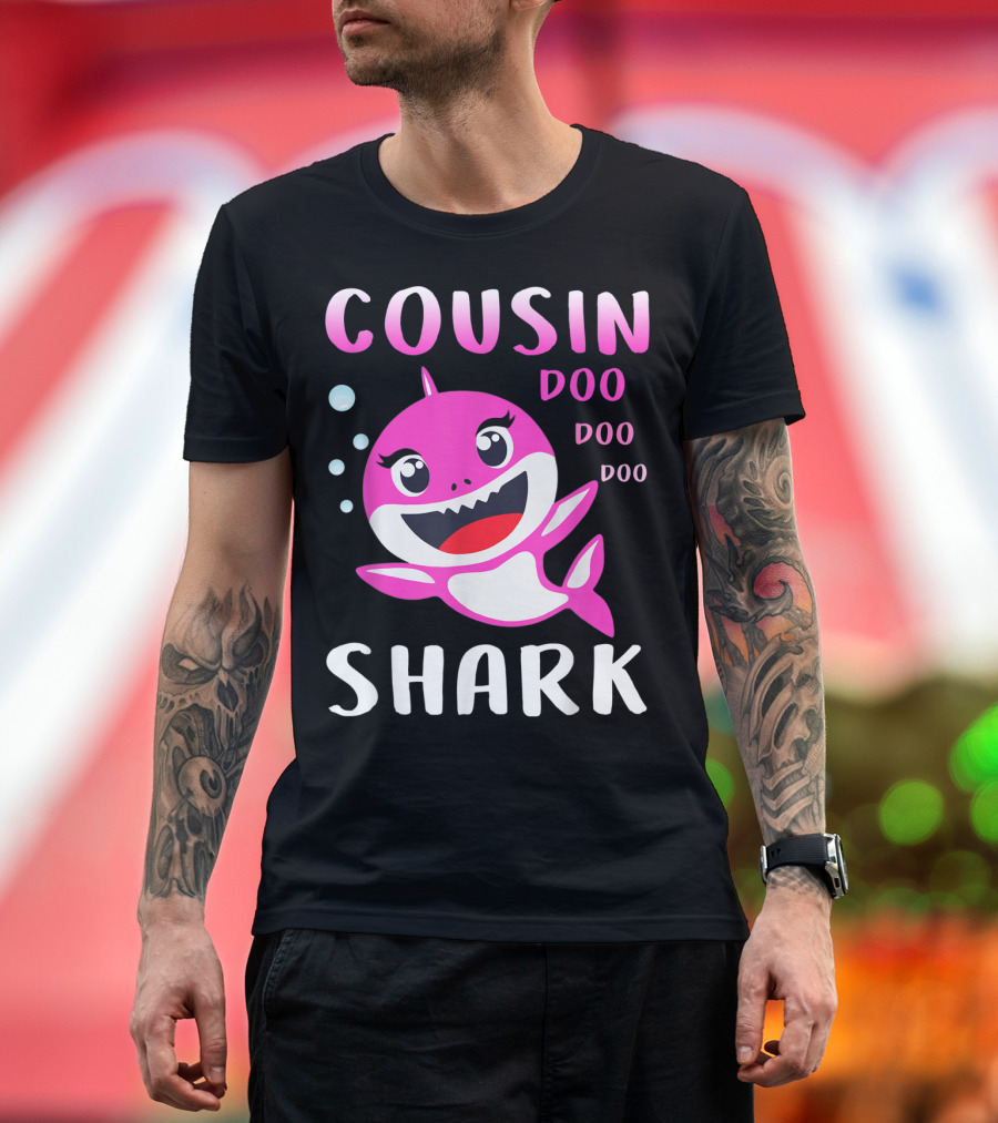 Cousin Shark Doo Doo Doo Pink Christmas T-Shirt