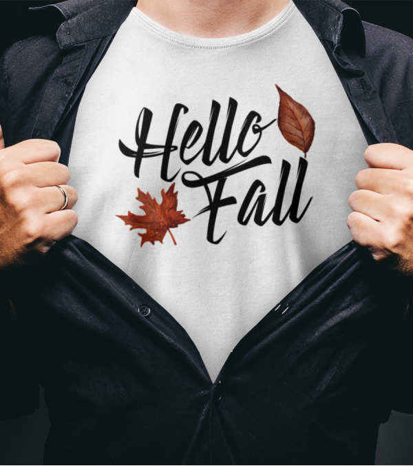 Hello Fall Leaves Autumn Boots Are Falling T-Shirt