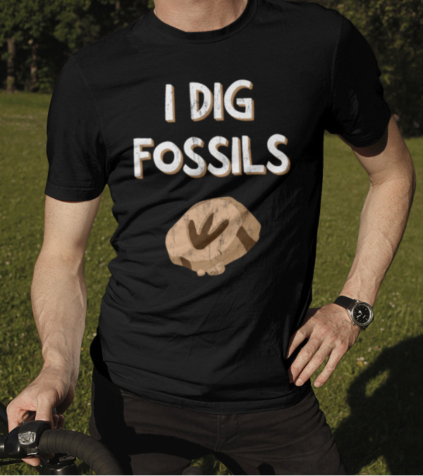 I Dig Fossils Ammonite Geology Geologist Rock Dinosaur Digging Paleontology T-Shirt
