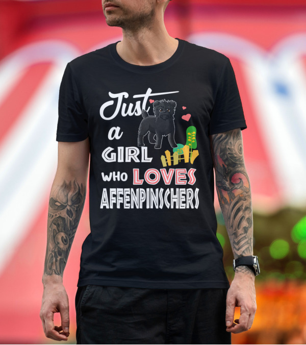 Premium T-Shirt: Just a Girl Who Loves Affenpinschers with Hearts and Dog T-Shirt Just a Girl Who Loves Affenpinschers with Hearts and Dog T-Shirt