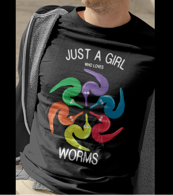 Just A Girl Who Loves Colorful Worms On A String T-Shirt