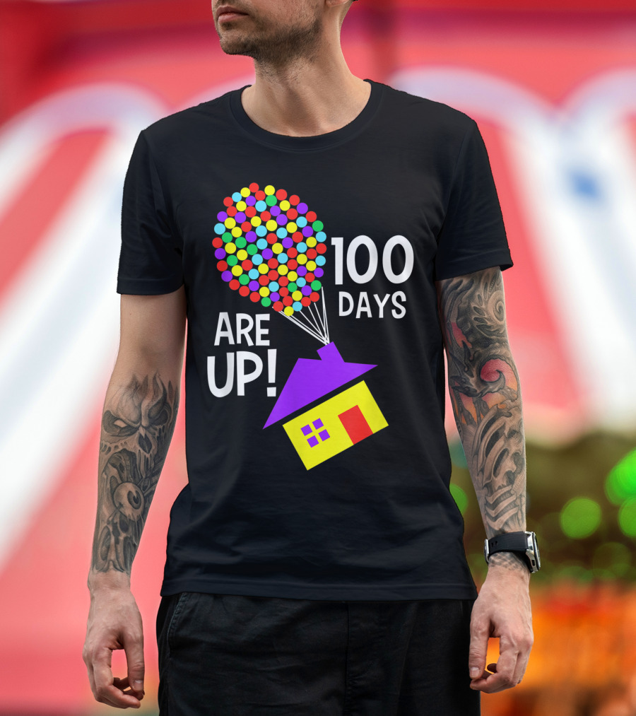 100 Days Are Up 100 Days Of School Balloon House T-Shirt