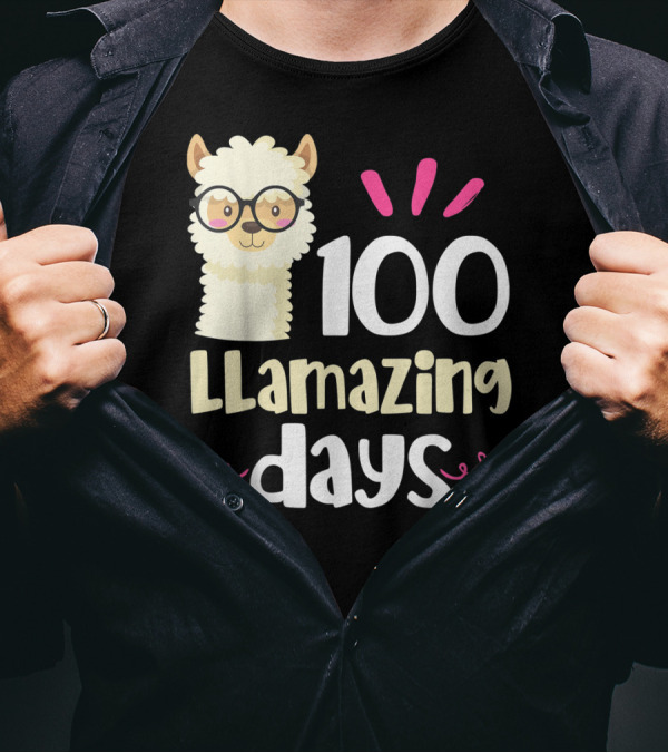 100 Llamazing Days Llama 100th Day Of School T-Shirt